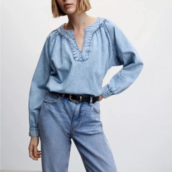 NWOT - Mango Cleo Oversized Denim Top - Picture 2 of 7